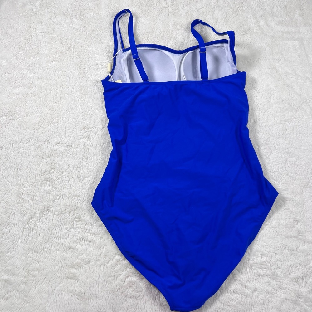 Ekouaer Womens Royal Blue Ruched One Piece Swimsuit Padded Sweetheart Size L NEW - Picture 5 of 11